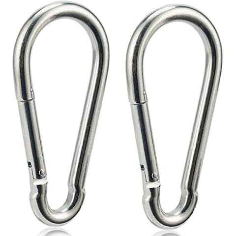 OWAYOTO Carabiner Clip 4 Inch Spring Snap Hook Heavy Duty 2pcs 10x100mm for Hammock Punching Bags Swing Chairs Gym Equipment Camping Hiking Cover