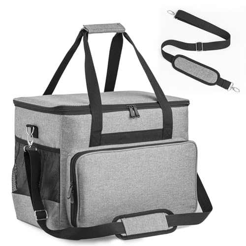 Jdstorbox Sewing Machine Carrying Case,Sewing Accessories Organizer With Removable Padding,Tote Bag With Multiple Storage Pockets?Shoulder Strap,Craft Supplies Organizer,Travel Bag (Grey)