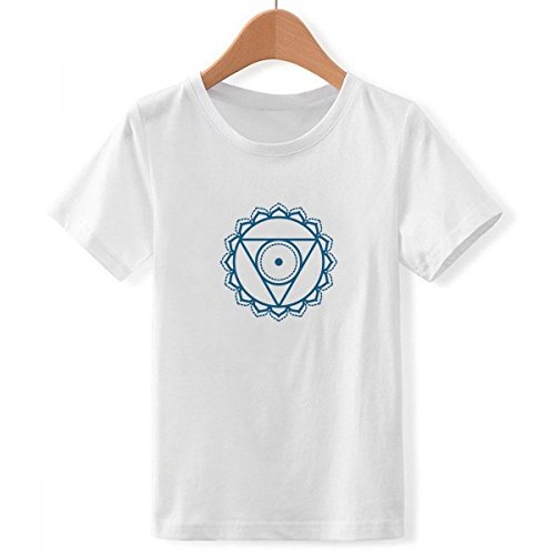 T-Shirt Blanc Ras du Cou Ample Motif Totem Géométrique pour Garçon XX-Grand