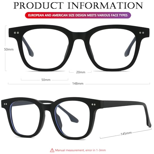 Image of AIEYEZO Fashion Blue Light Glasses for Women Men Retro Anti-Blue Light Eyeglasses TR90 Square Frame Computer Glasses