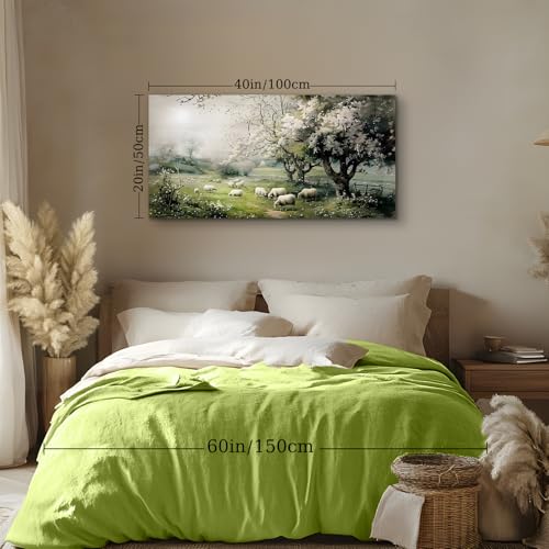 crmotu Landscape Wall Art, Nature Wall Art, Large Wall Decor, Forest Farm Aesthetic Art Prints, Animal Sheep Canvas Paintings for Living Room Bedroom Bathroom Kitchen Farmhouse Decor 20"X40"