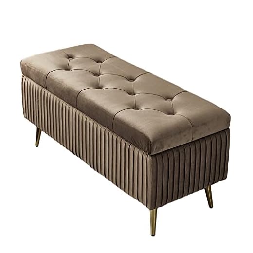 Förvaringspall Fällbar ottomansk förvaringsbänk Fotstöd Vadderad stoppad pall för sovrumslåda säng Soffbord Rektangulära fotpallar med förvaring (Color : Light brown, Size : 120X40X40cm)