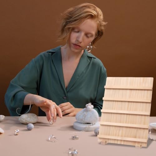Présentoir de bijoux en bois pour exposition artisanale et table de vente