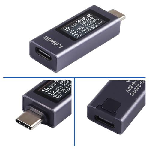 Image of 2Pcs USB C Tester Power Meter Digital Multimeter 4-30V 0-12A LCD Display Type C Voltage Current Tester Monitor, Working Time Ammeter Voltmeter USB Cable Charger Detector, Power Bank Capacity Detector