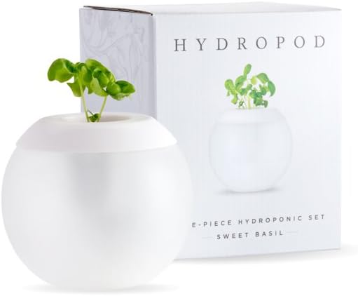 W&P WP-HYDROPOD Hydroponic Gardening Pod Planter, 5 Piece Gardening Set for Small Spaces, White