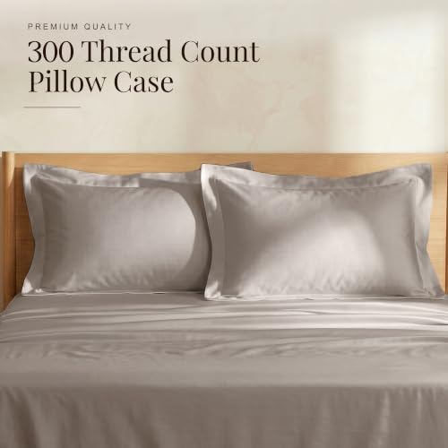 Image of Huesland Premium 100% Cotton Luxe Soft Touch 300 Thead Count Pillow Cover Set of 2 - Perfect Greige
