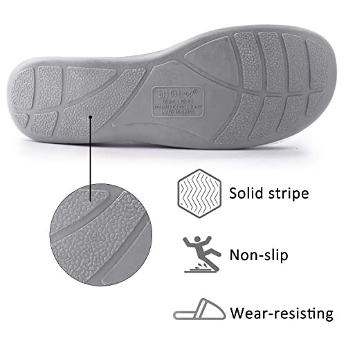 Git-Up Women'S Memory Foam Slippers With Arch Support Adjustable Hook And Loop Slippers Diabetic Open Toe Soft Bedroom House Slippers For Indoor Outdoor Shoes Grey Us 9.5/10.5 thumb #4
