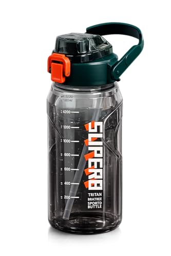 Image of 2 Liter Gym Sports Water Bottle Gallon Gym Bottle, Travel Bottle BPa Free material With Easy To Carry Handel Portable Mouth Motivational Sports Bottle (Dark Green)