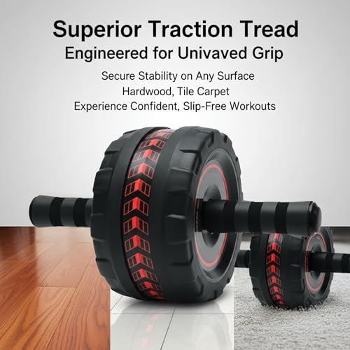 SaintCos Ab Roller Wheel for Abs Workout - Core Strength Training Equipment for Home Gym with Knee Pad, Abdominal Exercise Wheel for Men and Women (Red) by SaintCos - Image 3