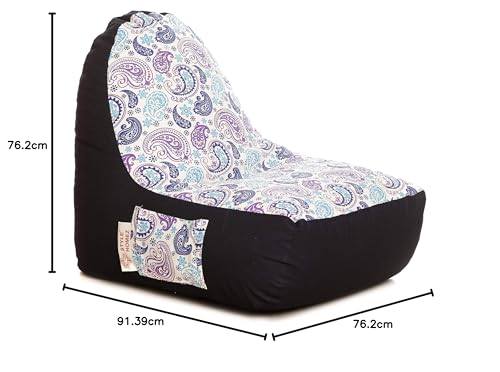 Image of Style Homez Urban Design Denim Canvas Paisley Printed Bean BagXXL Size Filled with Beans Fillers