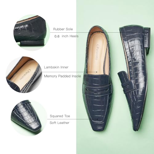 Image of C.Paravano Loafer Women Penny Loafers Flat Shoes for Women Slip On Shoes Crocodile-Embossed