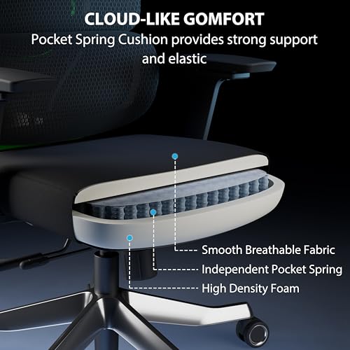 Image of EUREKA ERGONOMIC Gaming Chair, Computer Gamer Chair with Adjustable Lumbar Support, Ergonomic Mesh Gaming Chair, Comfortable High Back Office Desk Chair w Segmented Backrest for Adults, Black & Blue