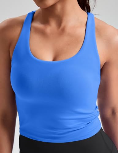 Image of HeyNuts Longline Zeal Bras Medium Impact Wirefree Sports Bras Workout Crop Tank Tops with Removable Pads, A-D Cups