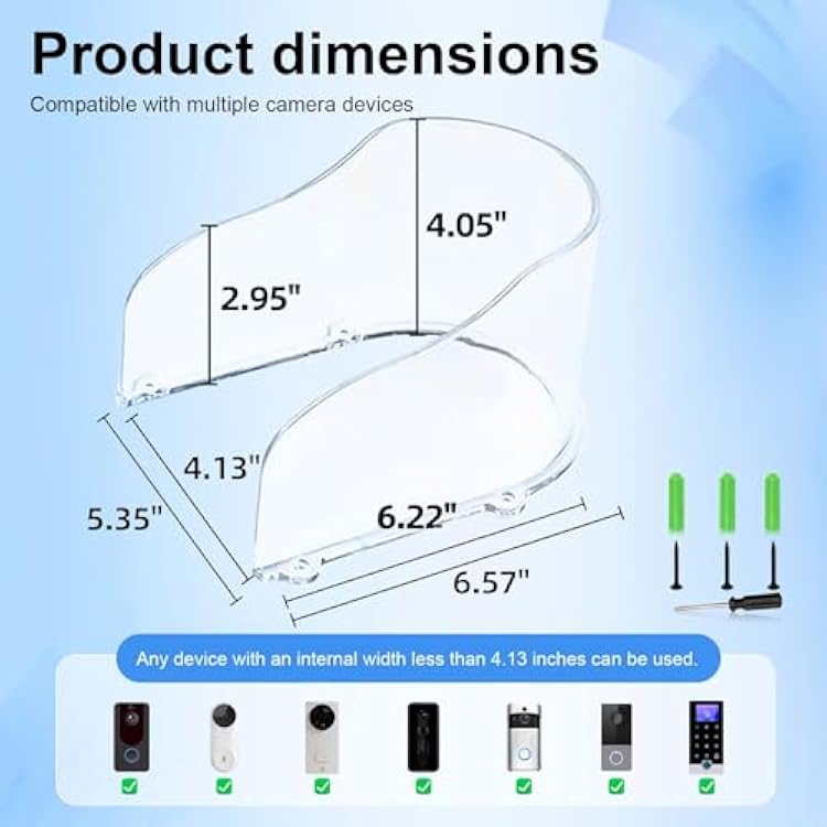 Plastic Doorbell Rain Cover, Ring Doorbell Cover Weatherproof Waterproof Protector Access Control Attachment for Door Access/Garage Door Opener/Keypad Door Lock(Transparent)