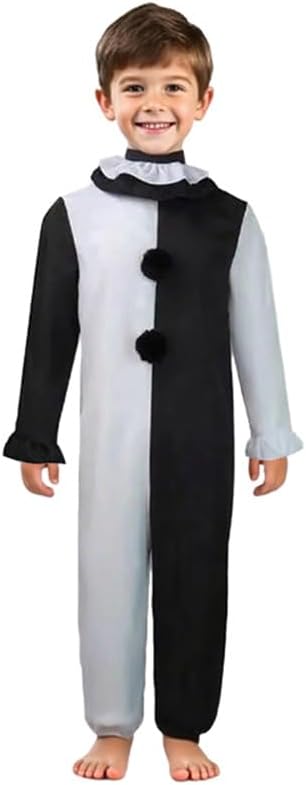 Terrifying Art Clown Costume Kids Horror Killer Clown Costume with Mask Scary Halloween Cosplay Outfits - Image 2