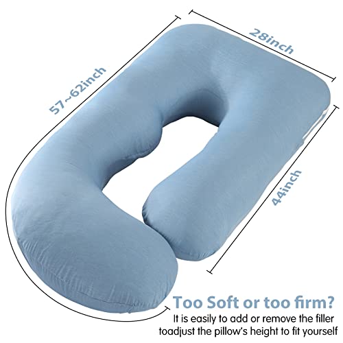 Image of Elover Cooling Pregnancy Pillows for Sleeping, U Shaped Full Body Pillow with Removable Cover, Pregnant Women Must Haves,Maternity Essential,Blue