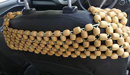 Image of Q1 Beads XXLBeige Wooden Car Beaded Seat Cover Cushion Suitable for All The Cars & SUVs, Office Chair, Home Chair (Universal Fit, 1 Pack)