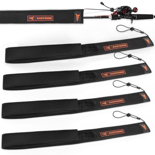 KastKing MeshGuard Fishing Rod Sleeves, Casting/Trolling, Black 4 Pcs