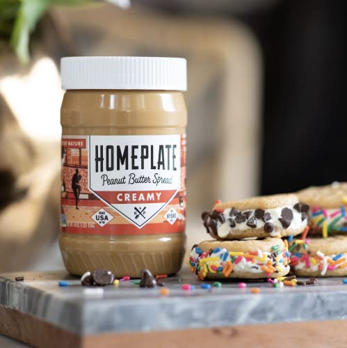 HomePlate Peanut Butter | Creamy | 1 Jar | Made in USA | Perfect for PB&J sandwiches | 7g of Protein | Natural Energy | Non-GMO | No Hydro Oils | No Stir | No Refrigeration needed | Naturally Gluten Free | 1 lb Total - Thumbnail 3
