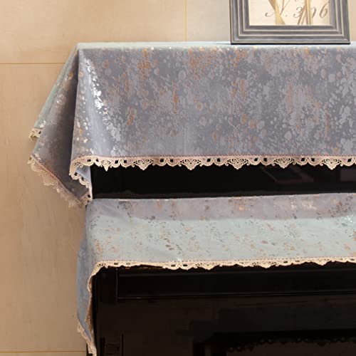 ピアノカバー 標準直立型ピアノ用 北欧 トップカバー 電子ピアノ用 アップライトピアノカバー レース 厚手 ヨーロッパ風 おしゃれ 花柄 グレー ブルー (ピアノカバー+キーボードカバー+椅子カバー(二人掛けタイプ)(3点セット), グレー)