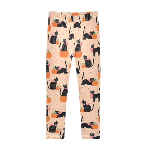 Girls' Athletic Leggings Ankle Length Yoga Dance Pants Kids Teen 4T Black Cat Pumpkin Star