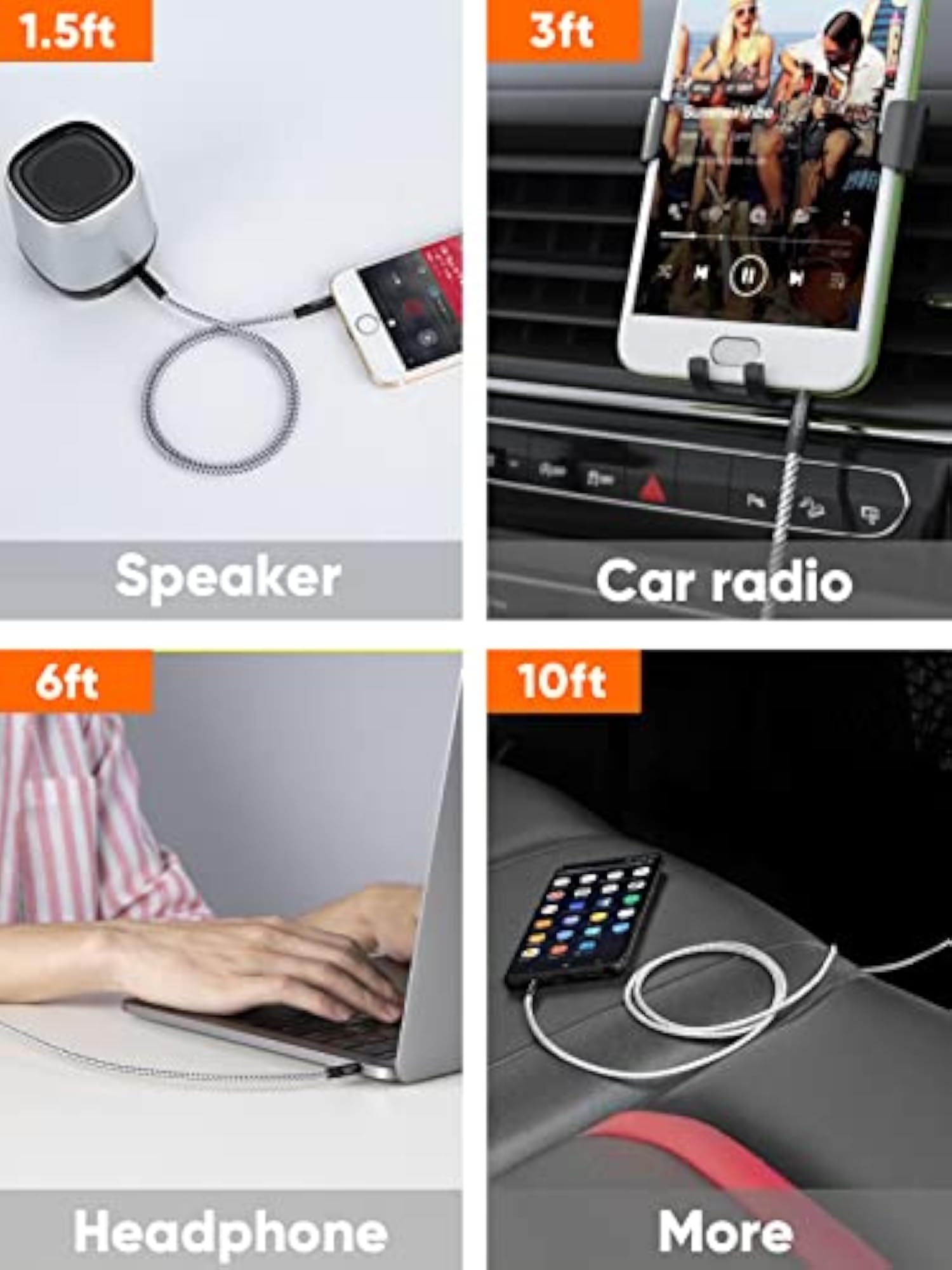 Aux Cord 3FT Male to Male Audio Cable