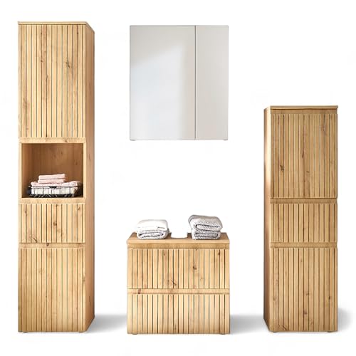 AUSTIN Badezimmermöbel Set in Artisan Eiche Optik, Wildeiche Optik...