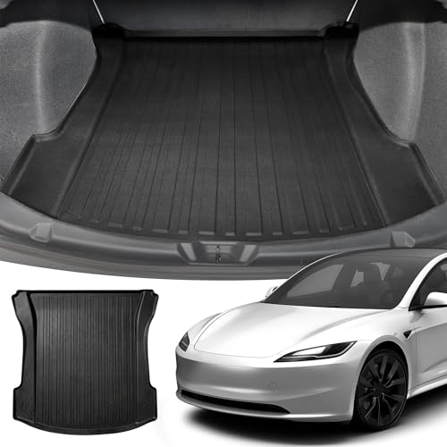 Premium Cargo Liner for Tesl Model 3 AWD Long Range RWD 2017-2023 - 100% Protection - Custom Fit Car Trunk Mat - Easy-to-Wash & All-Season Black Cargo Mat - 3D Shaped Laser Measured Trunk Liners