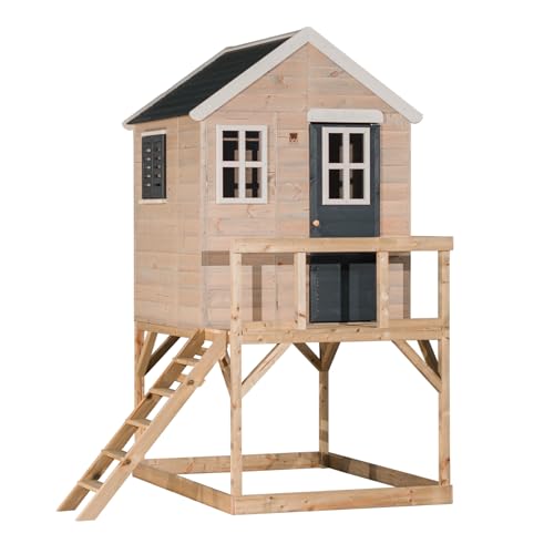 Wendi Toys M21 Stelzenhaus Holz Outdoor, Spielturm für Kinder Garten FSC Holz, Podesthöhe 90 cm, 160×190×242 cm, mit Leiter, Terrasse, Fensterläden, Boden, wetterfest Wendi Toys M21 Stelzenhaus Holz Outdoor, Spielturm für Kinder Garten FSC Holz, Podesthöhe 90 cm, 160×190×242 cm, mit Leiter, Terrasse, Fensterläden, Boden, wetterfest
