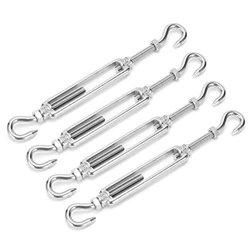 4pcs Hook to Hook Turnbuckle Stainless Steel Hardware Kit for Cable Wire Rope Tension M6