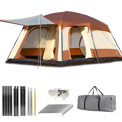 New Hawaii Barraca de Camping Família Acampamento 8/9/10 Pessoas com Grande Varanda, 2 Quartos 1 Sala de Estar, Tenda Família à Prova D'água，Adequado para Uso com o Erço SSM40B (Castanho café- Médio)