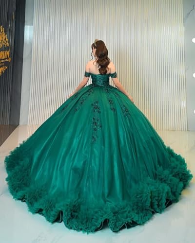 Ftupza Lace 2 in 1 Quinceanera Dresses Ball Gown Floral Off Shoulder Sweet 15 16 Dresses Ruffle Tulle Prom Gowns4