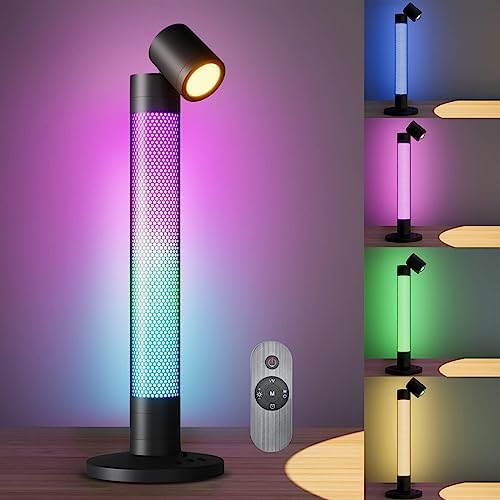 HCYHNB Unique Table Lamp, Eye-Care Work Lamp with 3-Color Temperature and Brightness Adjustable, Atmosphere Color Changing Lamp for Gaming Room, Bedroom, Living Room