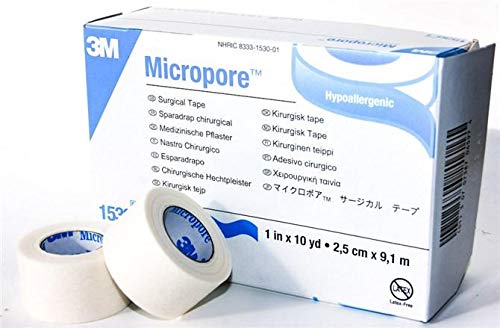 Esparadrapo quirúrgico 3 M Micropore, hipoalergénico, color blanco, 2,5 cm x 9,1 m, pack de 1 Cover