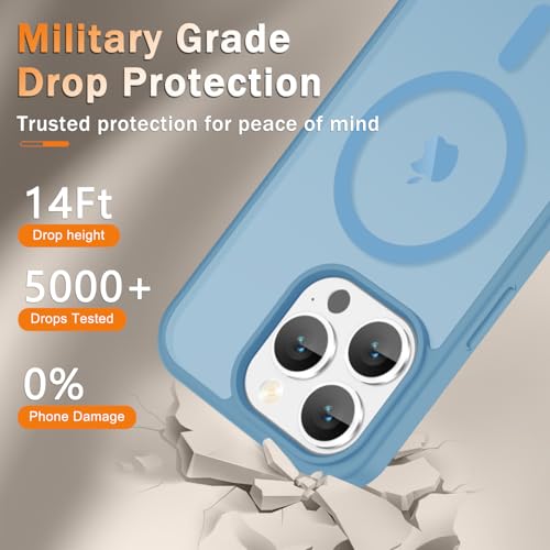 Image of YENAPOON for iPhone 15 Pro Max Case, Matte Magnetic Phone Cover [with 1 Screen Protector] [Support for MagSafe] [Shockproof Military Grade Protection] Translucent Frosted Back, Lavender Purple