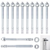 Swpeet 12Pcs 1/2' x 7' Zinc Plated Heavy Duty Wedge Anchor Assortment Kit, Carbon Steel Screws and...