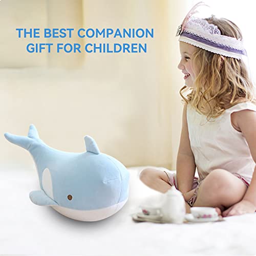 Image of Kids Travel Pillow - 2-in-1 Deformable Kids Neck Pillow for Traveling, Soft U-Shaped Pillow with Adorable Animal Design, Comfy Sleep and Play, Ideal for Airplanes and Cars - Blue Whale