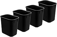 Vista 1 de Acrimet Papelera para escritorio, 3.25 galones, 13 cuartos de galón, 12 litros (plástico) (color negro) (juego de 4)