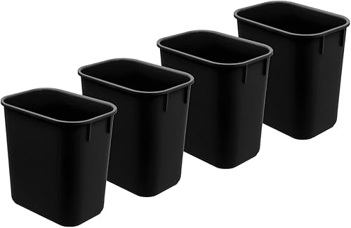 Acrimet Papelera para escritorio, 3.25 galones, 13 cuartos de galón, 12 litros (plástico) (color negro) (juego de 4)