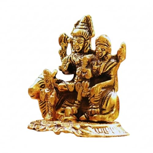 Image of Servdharm Shiv Parivar Murtil 3.9 inch Metal Shiva Statue for Home Decor, Temple, Pooja Room, Daily Worship and Gifting I Mahadev Bholenath Shiva Parvati Family Statue Idol 3.9 inch Gold