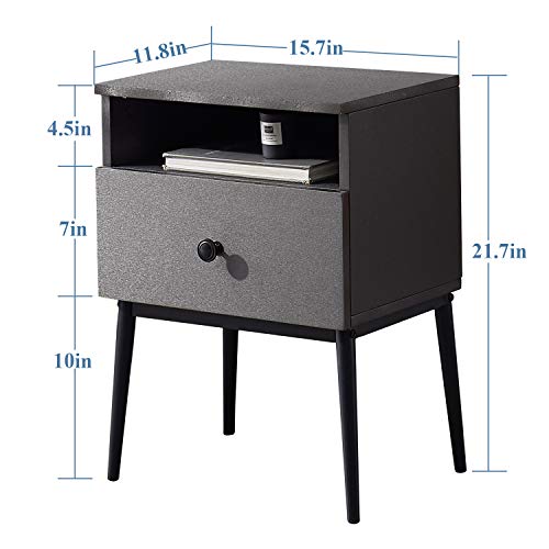 Image of VECELO Modern Nightstands,Square End Side Table with Drawer and Storage Space for Bedroom and Living Room
