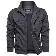 Material:Men's full zip jacket made of soft Cotton.Lightweight fabric and comfortable to wear. Useful Pockets: 4 chest pockets, 2 side pockets, 1 inner pocket, which could storing for phone, tools, wallet and other items. Windproof Jacket: Elastic st...