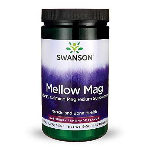 Swanson Mellow Magnesium Drink Combat Stress Support Mood Bone Muscle Nervous System Health Supplement Vegan Non-GMO Sugar Free Magnesium Carbonate 330 mg Powder Raspberry Lemonade