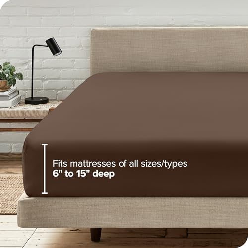 Bare Home Fitted Bottom Sheet Twin XL Size - Premium 1800 Microfiber - Ultra-Soft Hotel Luxury - Deep Pocket - Durable and Long Lasting (Twin XL, Cocoa)