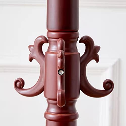 Freestanding Wood Coat Rack With And Triangular Base,Adjustable Hooks And Height,Pure Natural Solid Wood Coat Tree, Suitable For Hanging Clothes, Hats, Bags In The Bedroom, Living Room, Office (Red) #TOP2