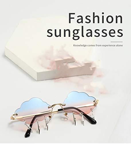 ENTHYI Cloud lightning Sunglasses for Women/Men Rimless Wave Glasses Eyewear for Party Rimless Sun glasses3