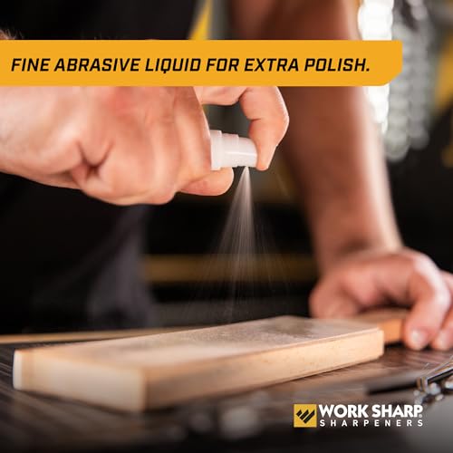 Image of Work Sharp Leather Strop And Diamond Emulsion Kit - Precision Edge Refinement System - Knife Sharpening, Polishing, Honing Tools And Blades