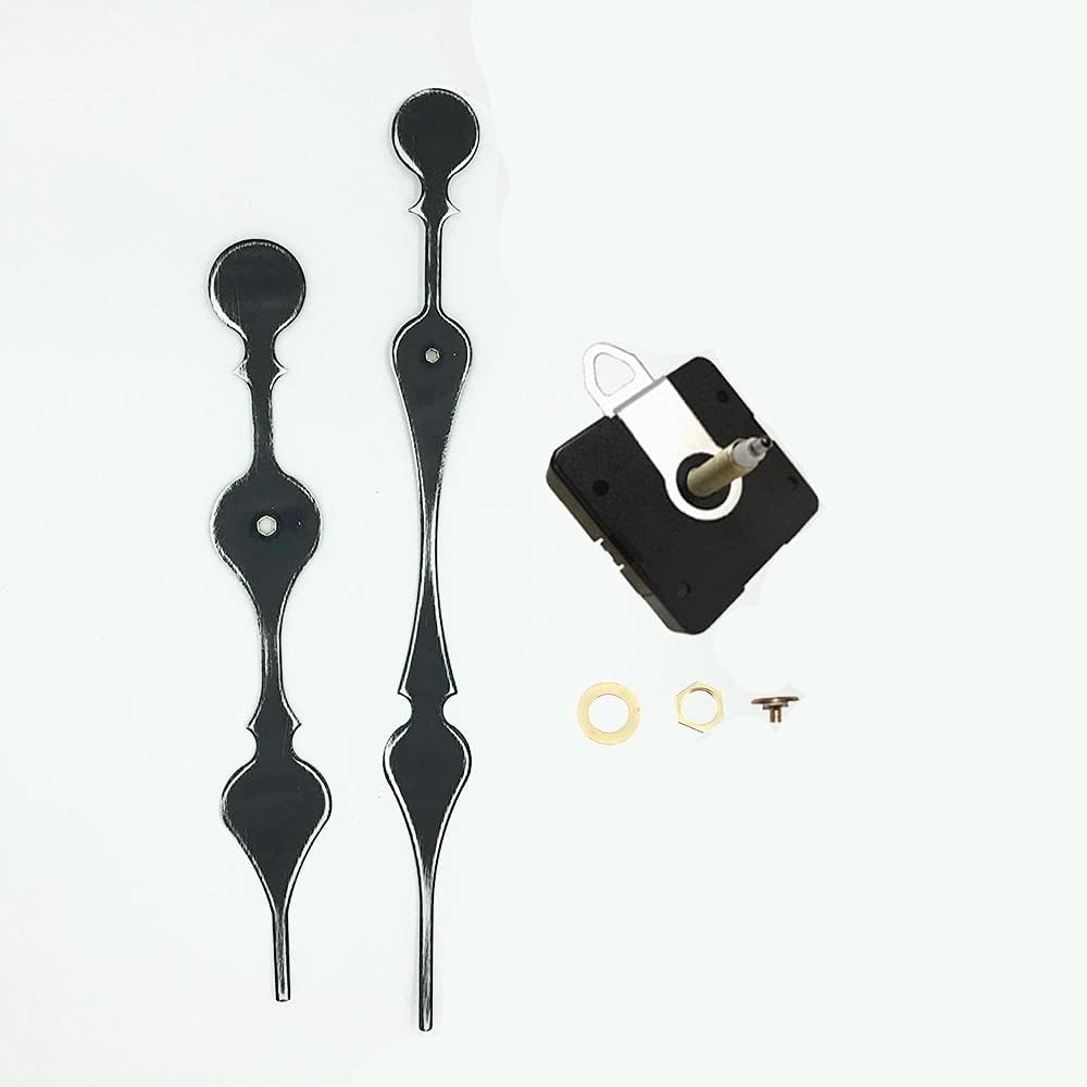 Dhorcas (#01D) 3/4 Threaded Motor and Curvy Long Distressed Black 8 3/4 Hands with Hanger, Quartz Clock Movement and Replacement Motor kit (3/4 Thread Shaft with Hanger)