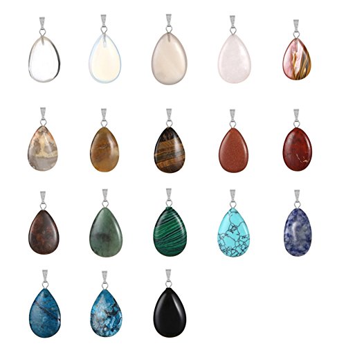 20pcs Teardrop Water Drop Shape Healing Chakra Charm Beads Crystal Stone Random Color Pendants for Necklace Jewelry Making