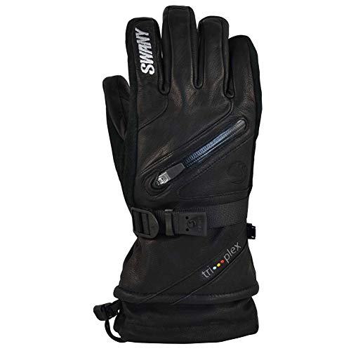 Swany Women's X-Cell 2.1 Sports Moisture-Wicking Quick-Drying Warm Durable Flexible Leather Winter Gloves, Black, L